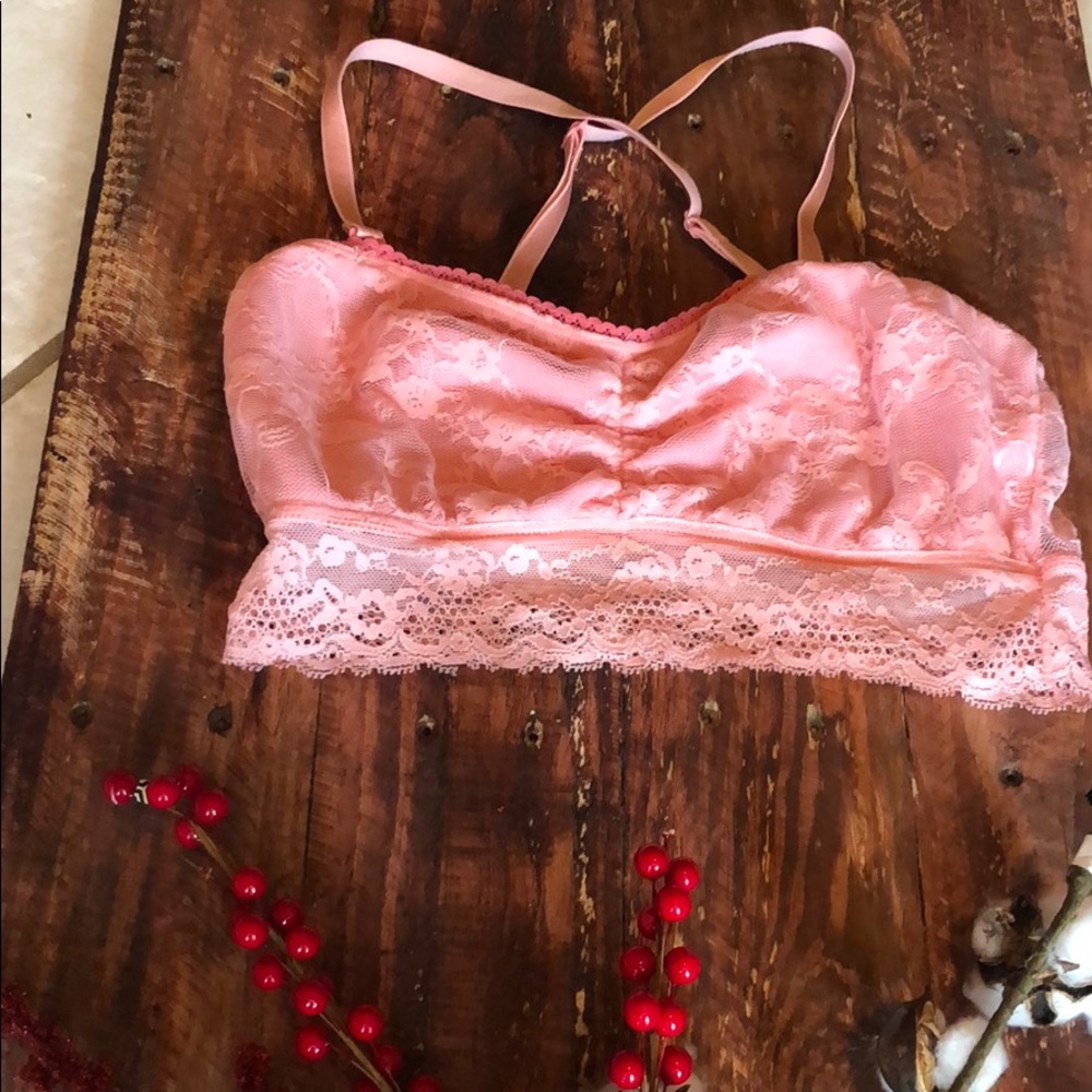 Pink lace bralette